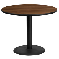 Flash Furniture XU-RD-36-WALTB-TR24-GG 36" Round Walnut Laminate Table Top with 24" Round Table Height Base